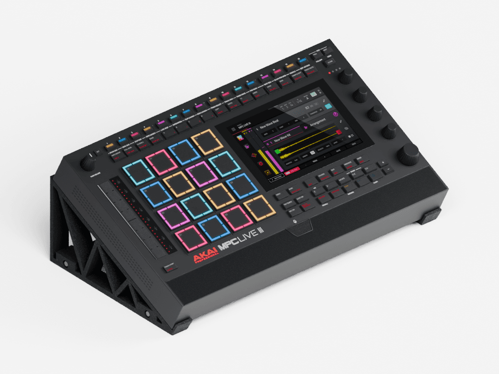 MPC Live III on the P02 stand, three-quarter view
