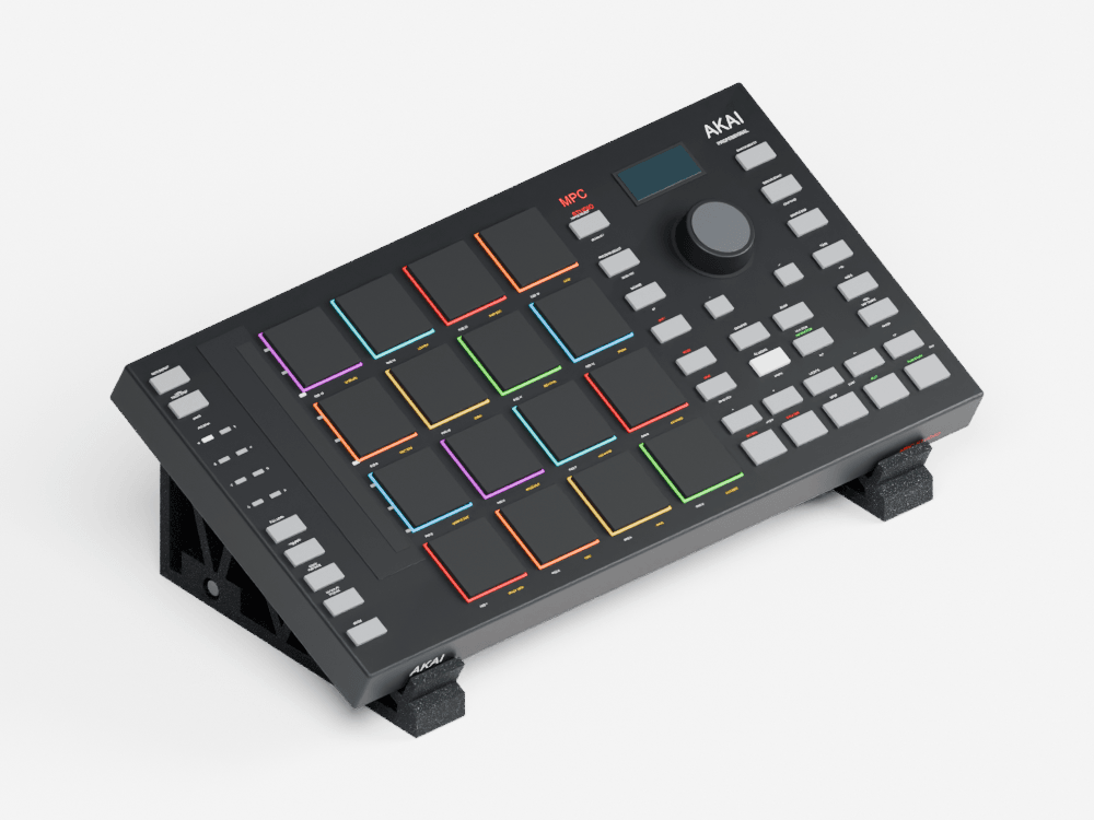 MPC Studio MK2 on the P01 stand, three-quarter view